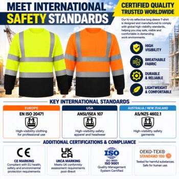 EN20471 Class 3 Hi Vis Work Shirt Electrical Repair Factory Oil High Visibility Reflective Worker Workwear