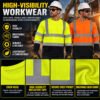 EN20471 High Visibility Workwear Building Cleaner Security Construction Reflective Safety Work Shirts