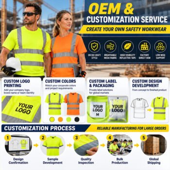 EN20471 High Visibility Reflective Worker Workwear Uniform Airport Traffic Industrial Oil Mining Work Shirts