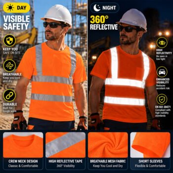 EN20471 High Visibility Reflective Worker Workwear Uniform Airport Traffic Industrial Oil Mining Work Shirts