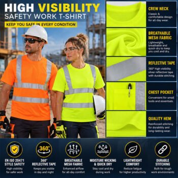 Short Sleeve Quick Dry Hi Vis Reflective Workwear Car Repair Cleaner Workshop Factory Security Work Shirt