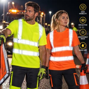 Hi Vis Workwear Quick Dry Construction Mining Factory Worker High Visibility Reflective Safety Work Shirt