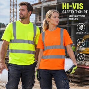 EN20471 High Visibility Reflective Worker Workwear Uniform Airport Traffic Industrial Oil Mining Work Shirts
