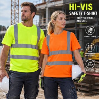 EN20471 High Visibility Reflective Worker Workwear Uniform Airport Traffic Industrial Oil Mining Work Shirts